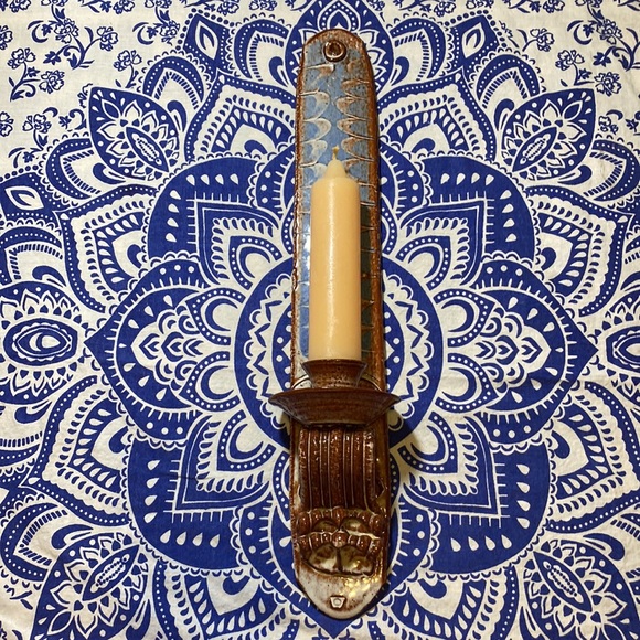 Boho Handmade Artisan Clay Pottery Candle Sconce - Picture 5 of 14